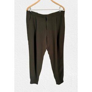 Vince Womens Olive Green Tapered Pants Size 10 Elastic Cuffs & Back Pockets Poly